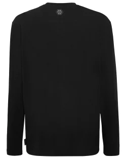 PHILIPP PLEIN Long Sleeve T-Shirt With Jacquard Crest Insert>Uomo T-Shirts