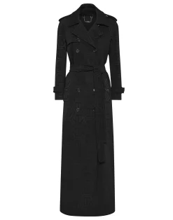 PHILIPP PLEIN Long Trench Coat Monogram>Donna Giubbotti|Pellicce E Cappotti
