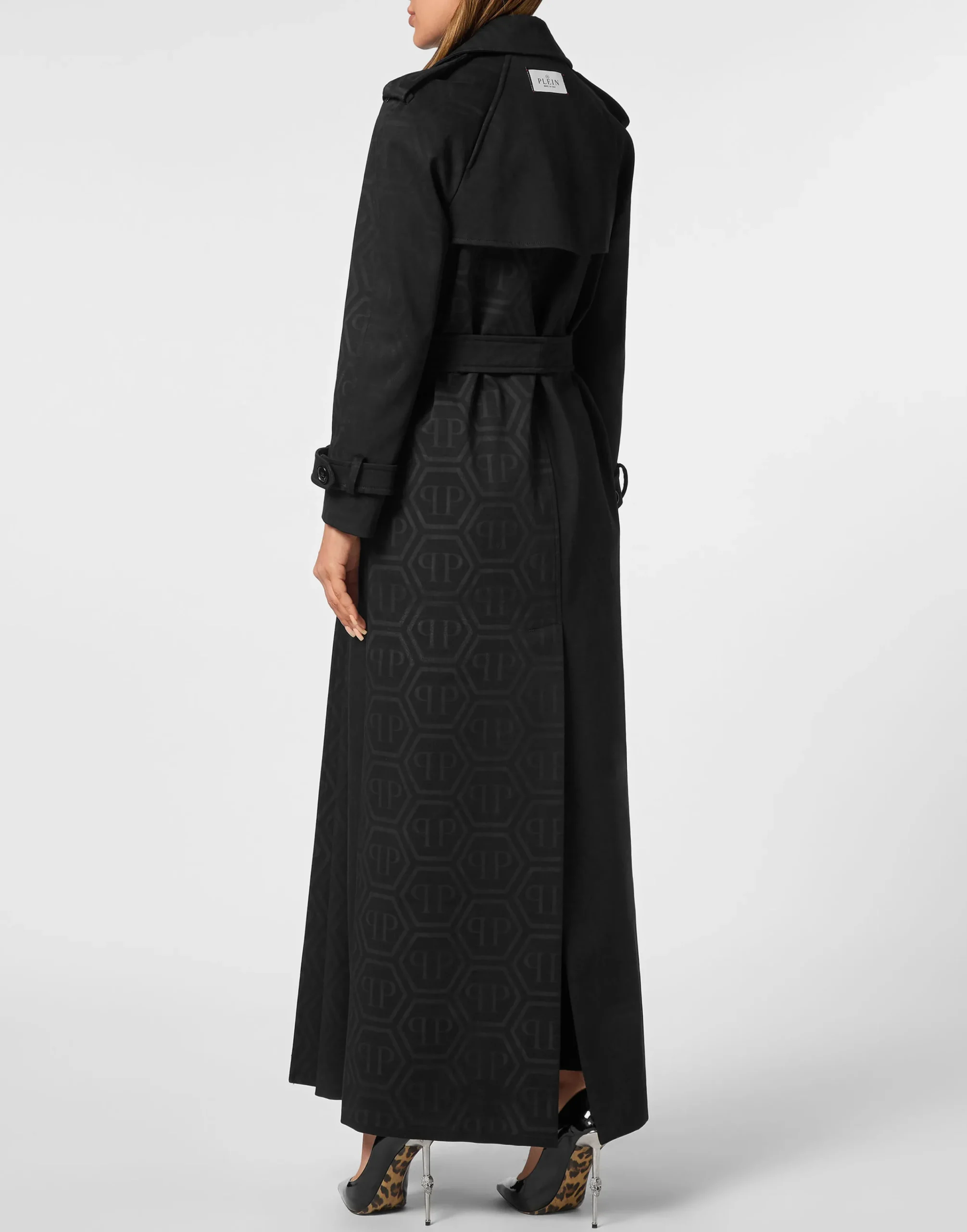 PHILIPP PLEIN Long Trench Coat Monogram>Donna Giubbotti|Pellicce E Cappotti
