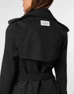PHILIPP PLEIN Long Trench Coat Monogram><noscript><img data-lazyloaded=