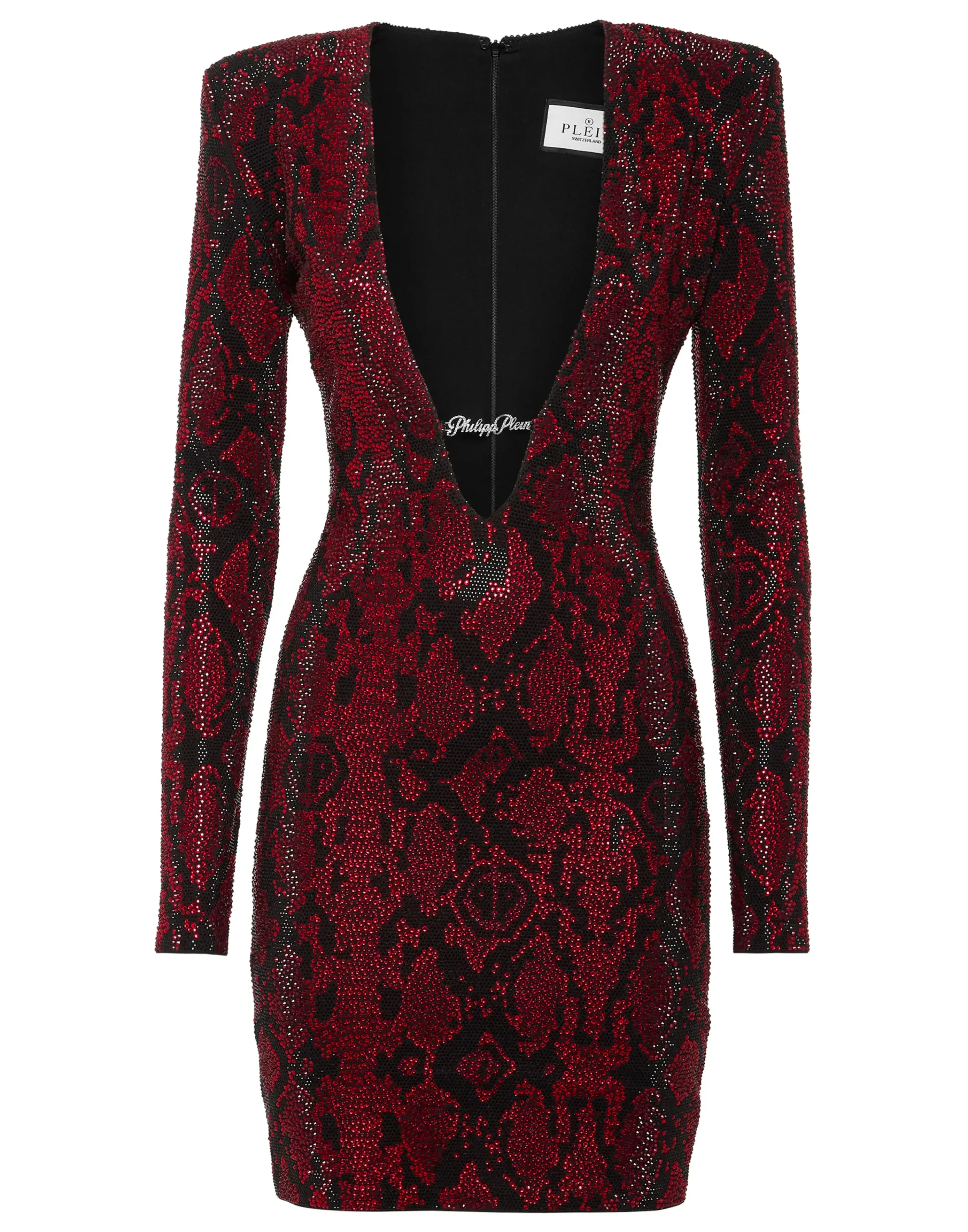 PHILIPP PLEIN Long-Sleeved Mini Dress Python Strass>Donna Abiti E Gonne