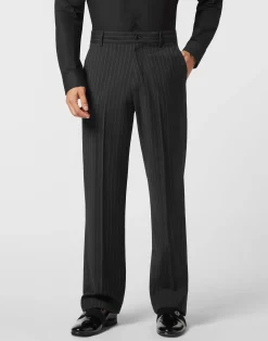 PHILIPP PLEIN Loose Fit Pinstripe Trousers Raw Edges>Uomo Pantaloni & Shorts