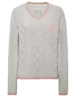 PHILIPP PLEIN Loose Fit V-Neck Sweater>Donna Maglieria