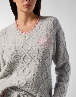 PHILIPP PLEIN Loose Fit V-Neck Sweater><noscript><img data-lazyloaded=