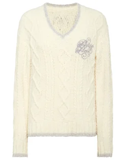 PHILIPP PLEIN Loose Fit V-Neck Sweater>Donna Maglieria