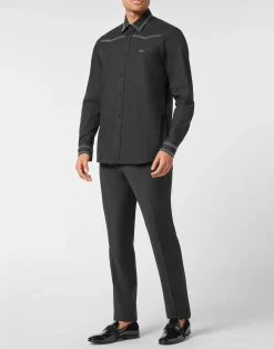 PHILIPP PLEIN Loose Sugar Daddy Cut Shirt Cowboy Studs><noscript><img data-lazyloaded=