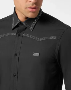 PHILIPP PLEIN Loose Sugar Daddy Cut Shirt Cowboy Studs><noscript><img data-lazyloaded=