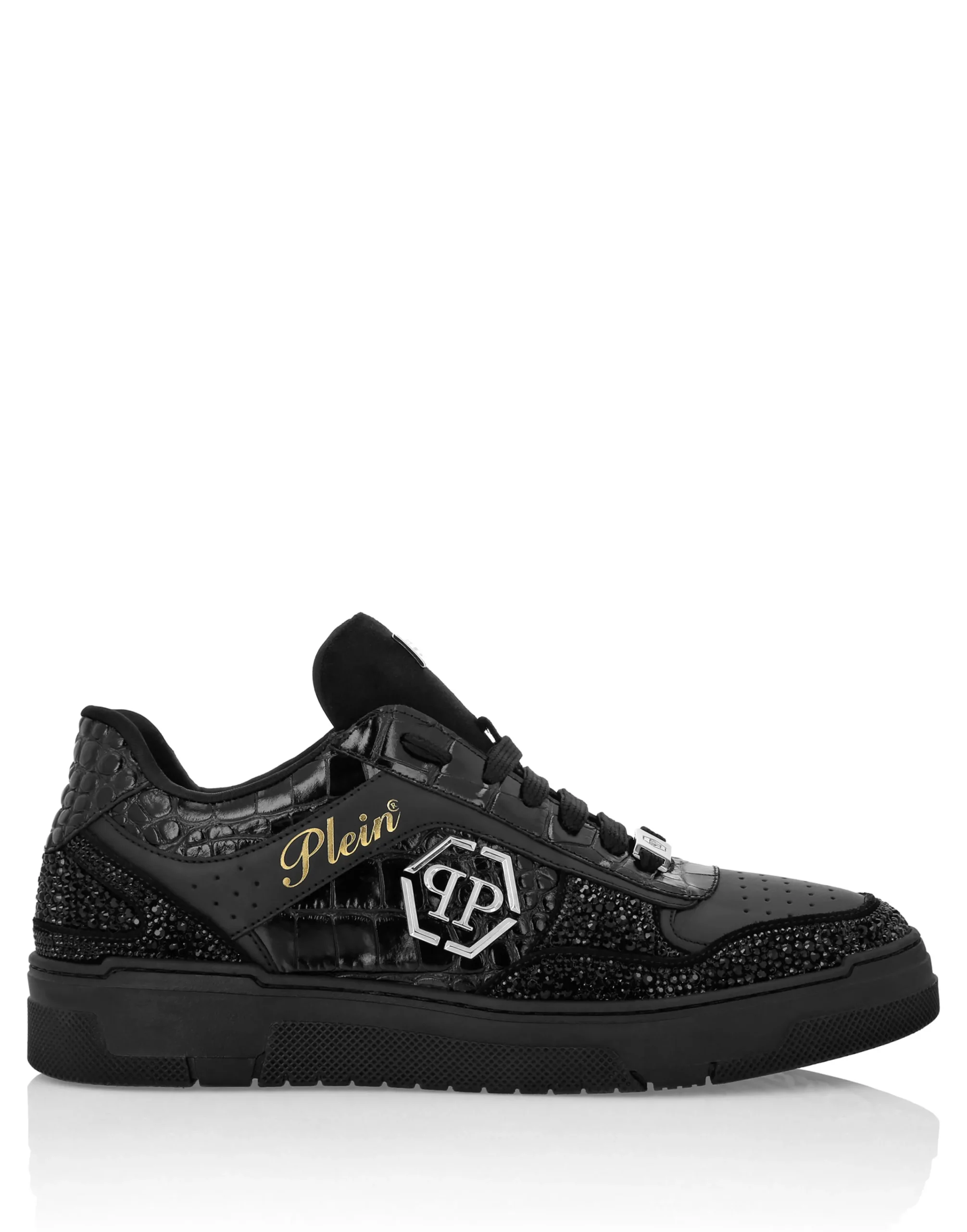 PHILIPP PLEIN Low Top Sneakers Mix Strass Cocco>Uomo Low Top Sneakers