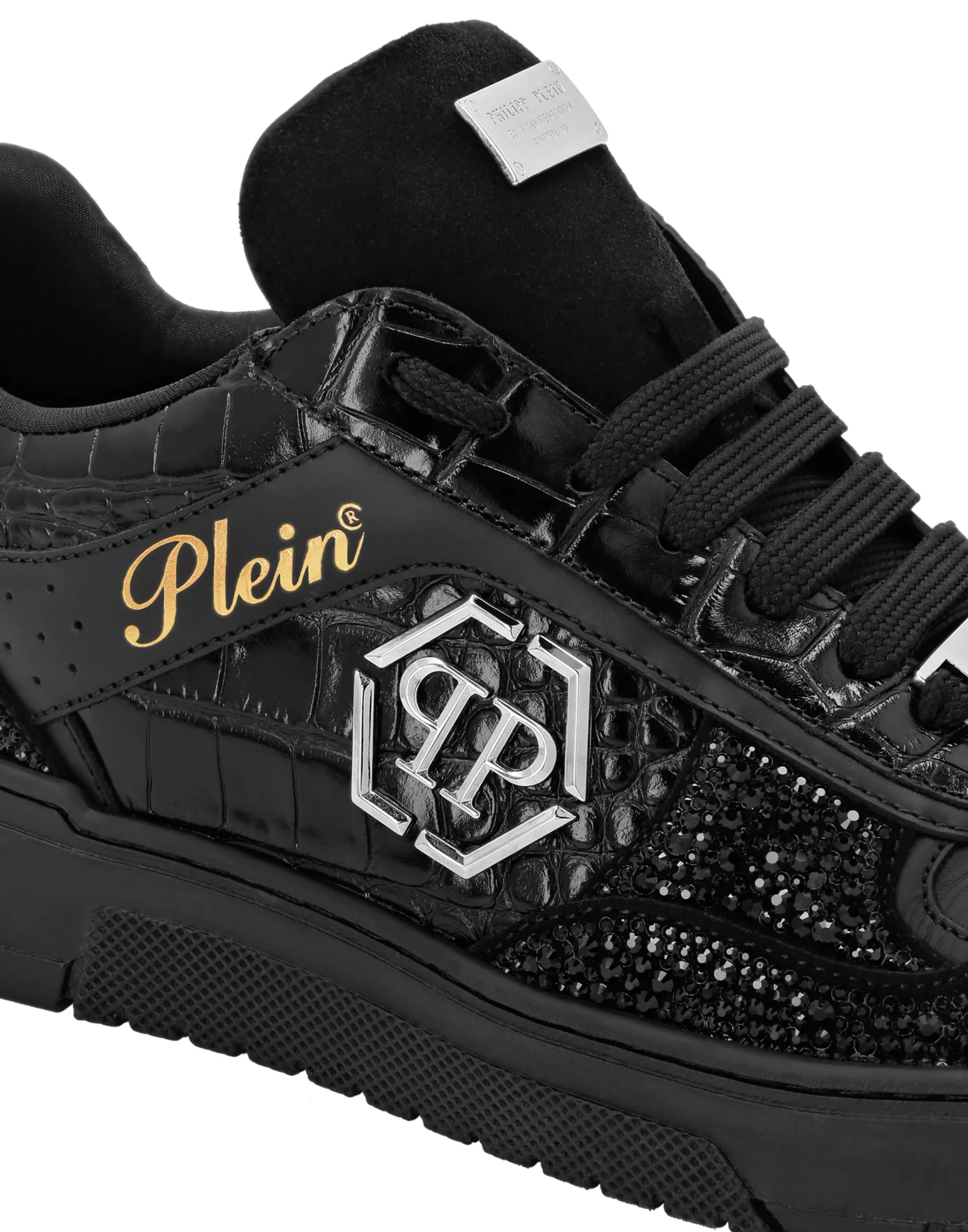 PHILIPP PLEIN Low Top Sneakers Mix Strass Cocco>Uomo Low Top Sneakers