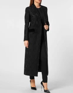 PHILIPP PLEIN Maxi Coat Strass Monogram><noscript><img data-lazyloaded=