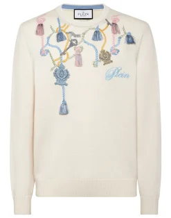 PHILIPP PLEIN Merino Wool Round Neck Pullover>Uomo Maglieria