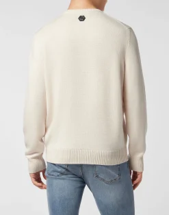 PHILIPP PLEIN Merino Wool Round Neck Pullover><noscript><img data-lazyloaded=