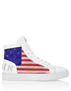 PHILIPP PLEIN Mid Top Sneakers Star Studs America><noscript><img data-lazyloaded=