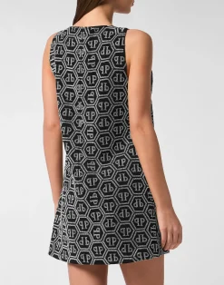 PHILIPP PLEIN Mini Dress Monogram Strass><noscript><img data-lazyloaded=
