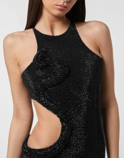 PHILIPP PLEIN Mini Dress Snake Strass><noscript><img data-lazyloaded=