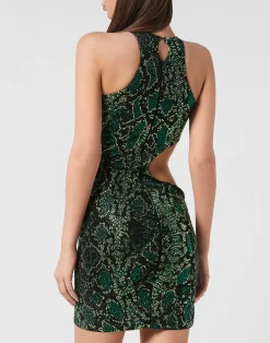 PHILIPP PLEIN Mini Dress Strass Snake><noscript><img data-lazyloaded=