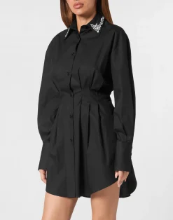 PHILIPP PLEIN Mini Shirt Dress LS Strass>Donna Abiti E Gonne