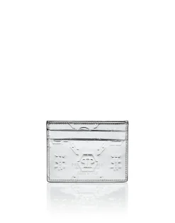 PHILIPP PLEIN Mirror Leather Cards Holder Monogram>Uomo Portafogli E Piccola Pelletteria