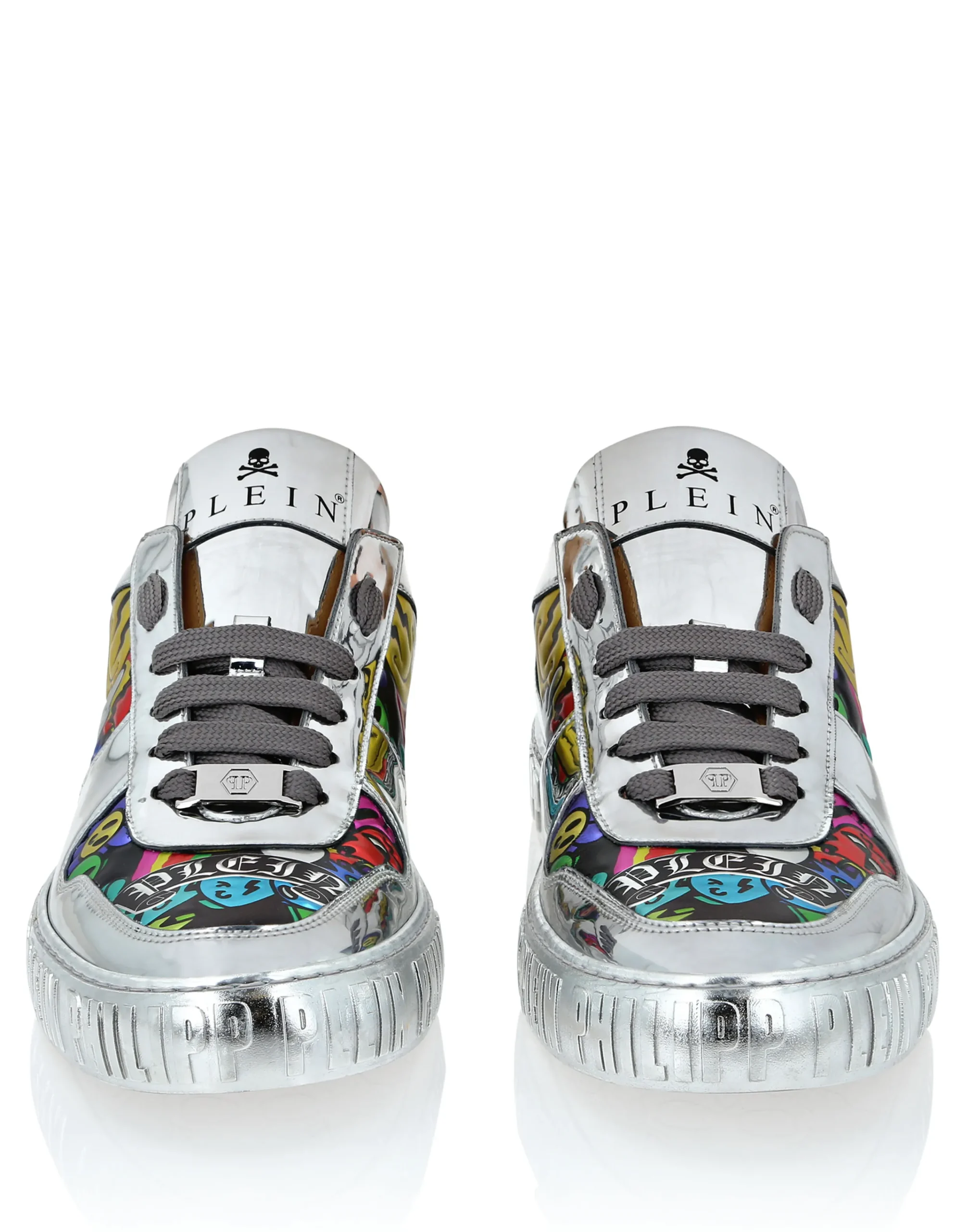 PHILIPP PLEIN Mirror Leather Lo-Top Sneakers Smile>Uomo Low Top Sneakers