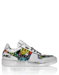 PHILIPP PLEIN Mirror Leather Lo-Top Sneakers Smile><noscript><img data-lazyloaded=