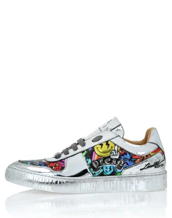 PHILIPP PLEIN Mirror Leather Lo-Top Sneakers Smile><noscript><img data-lazyloaded=