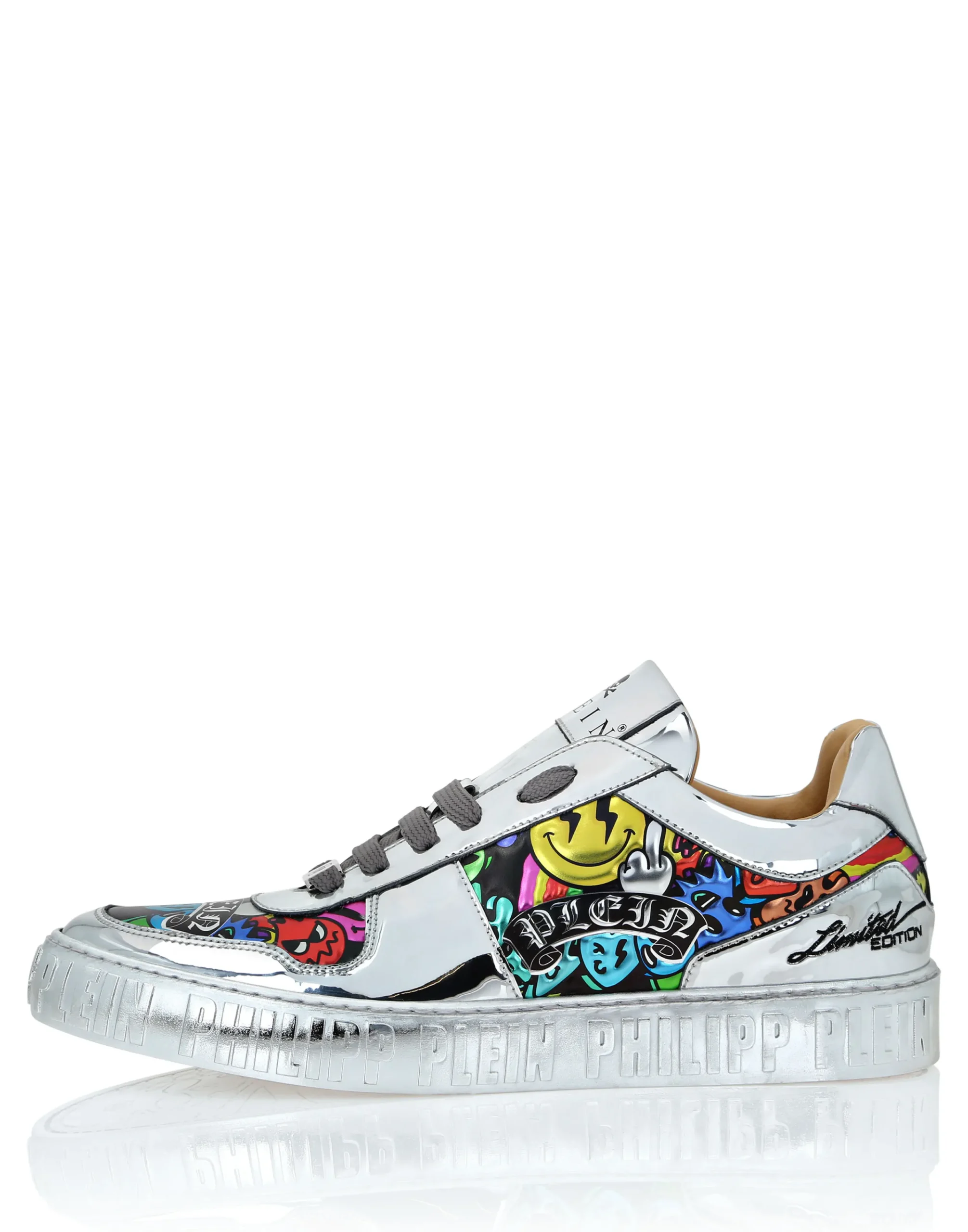 PHILIPP PLEIN Mirror Leather Lo-Top Sneakers Smile>Uomo Low Top Sneakers