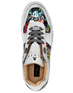 PHILIPP PLEIN Mirror Leather Lo-Top Sneakers Smile><noscript><img data-lazyloaded=