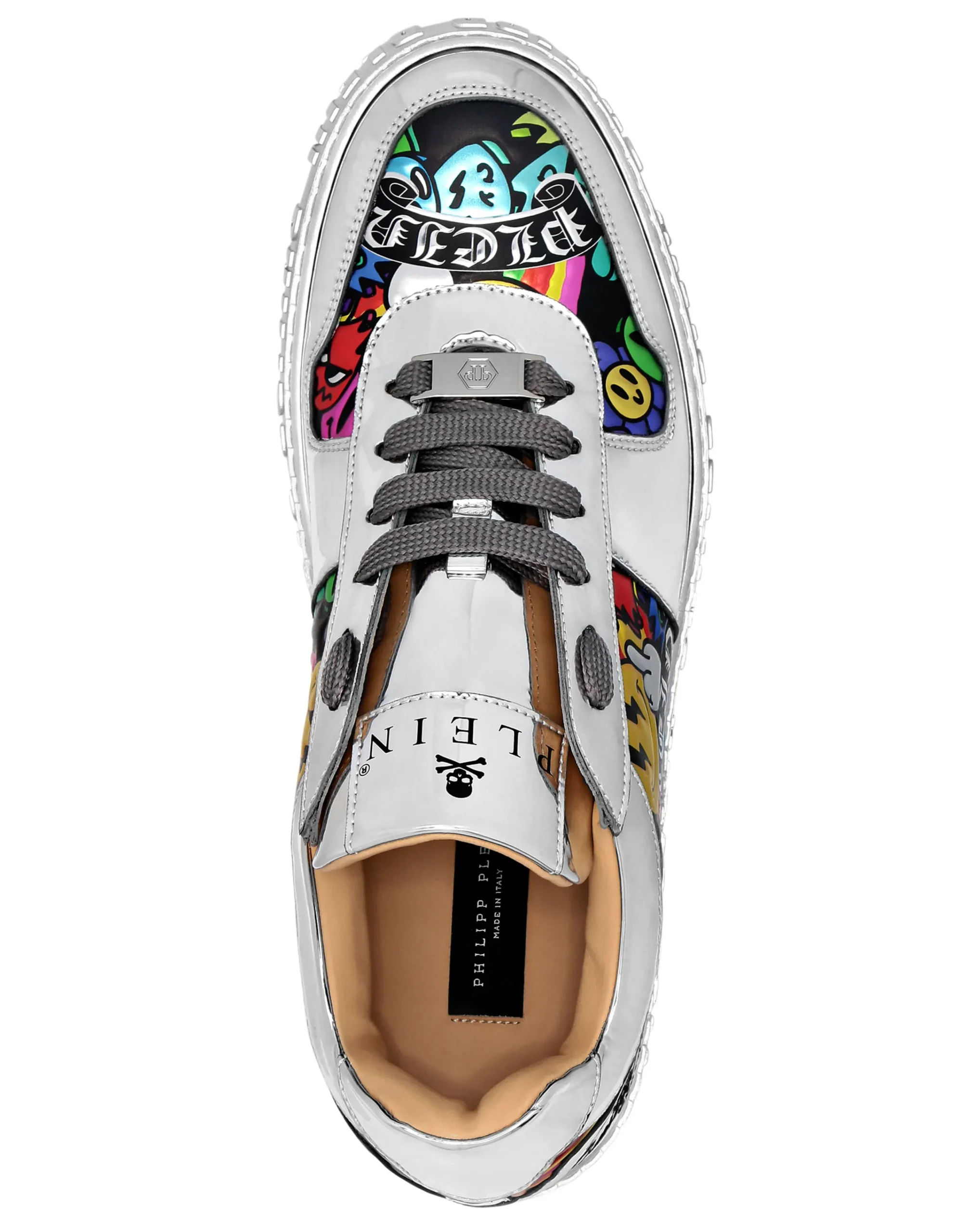 PHILIPP PLEIN Mirror Leather Lo-Top Sneakers Smile>Uomo Low Top Sneakers