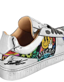 PHILIPP PLEIN Mirror Leather Lo-Top Sneakers Smile><noscript><img data-lazyloaded=