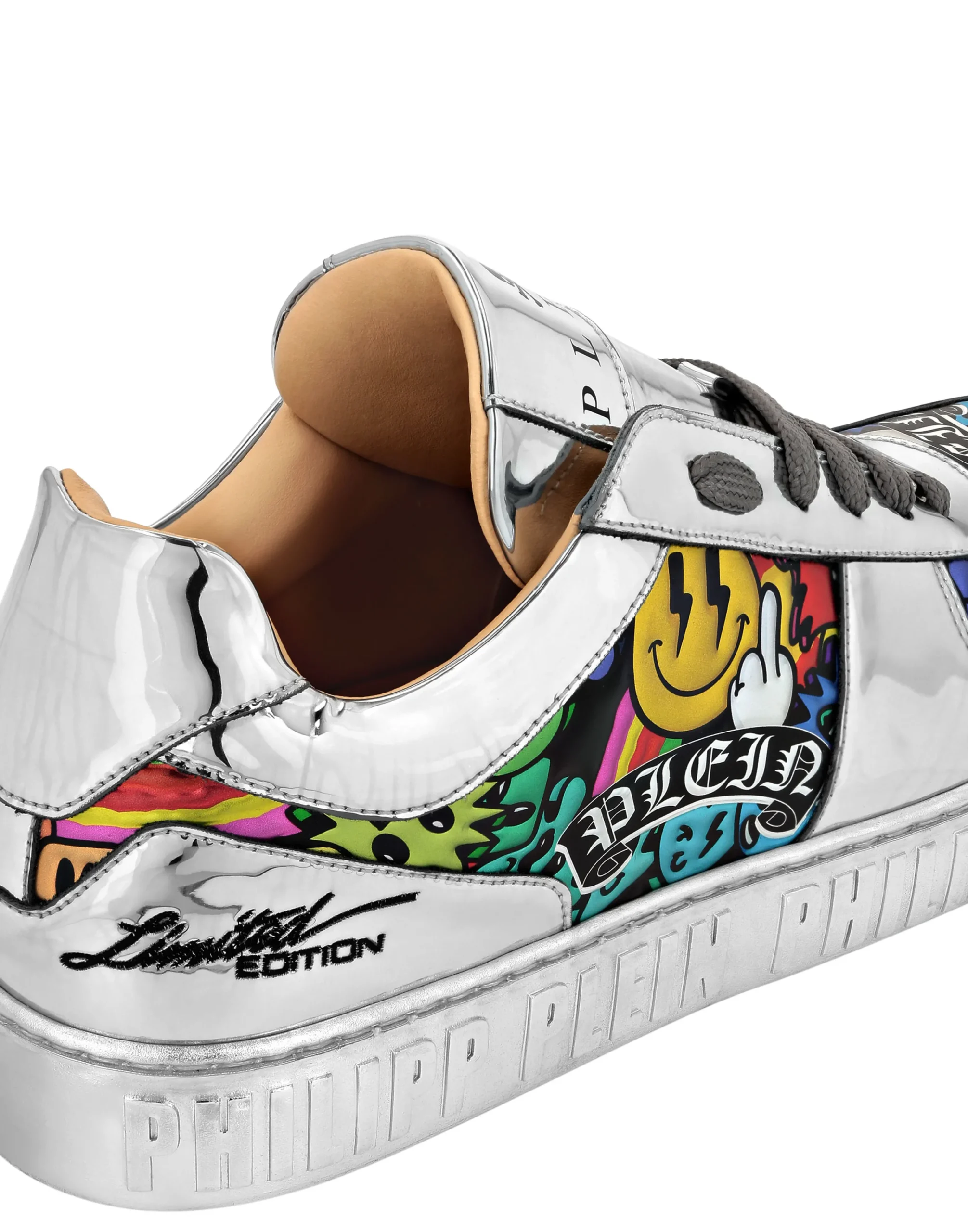 PHILIPP PLEIN Mirror Leather Lo-Top Sneakers Smile>Uomo Low Top Sneakers
