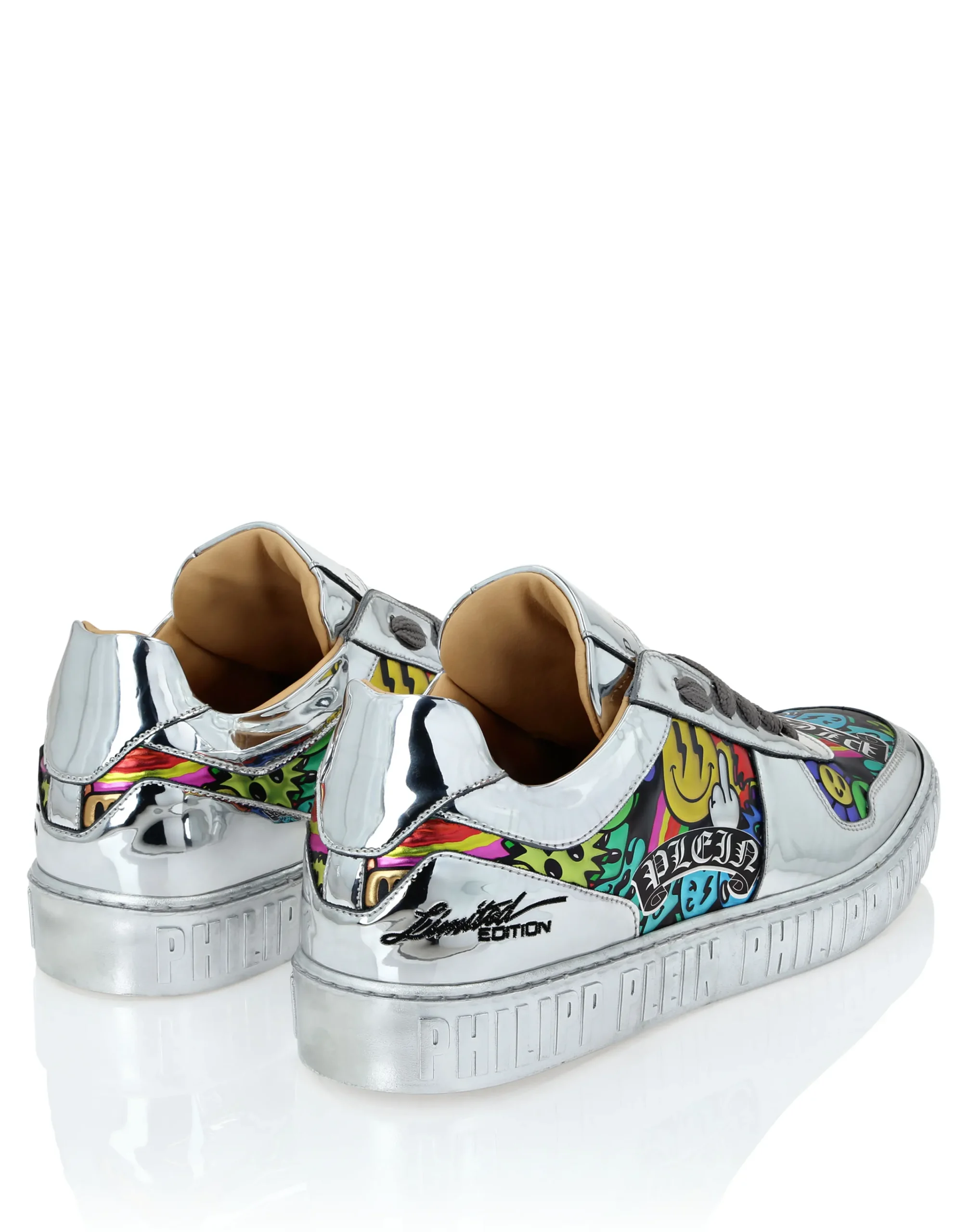 PHILIPP PLEIN Mirror Leather Lo-Top Sneakers Smile>Uomo Low Top Sneakers