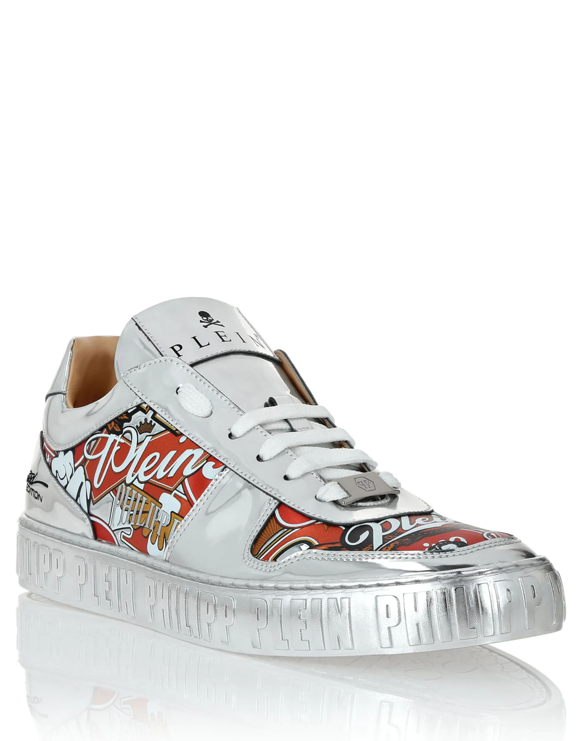 PHILIPP PLEIN Mirror Leather Low Top Sneakers Golden Eagle>Uomo Low Top Sneakers