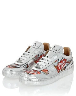 PHILIPP PLEIN Mirror Leather Low Top Sneakers Golden Eagle><noscript><img data-lazyloaded=