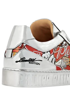 PHILIPP PLEIN Mirror Leather Low Top Sneakers Golden Eagle><noscript><img data-lazyloaded=