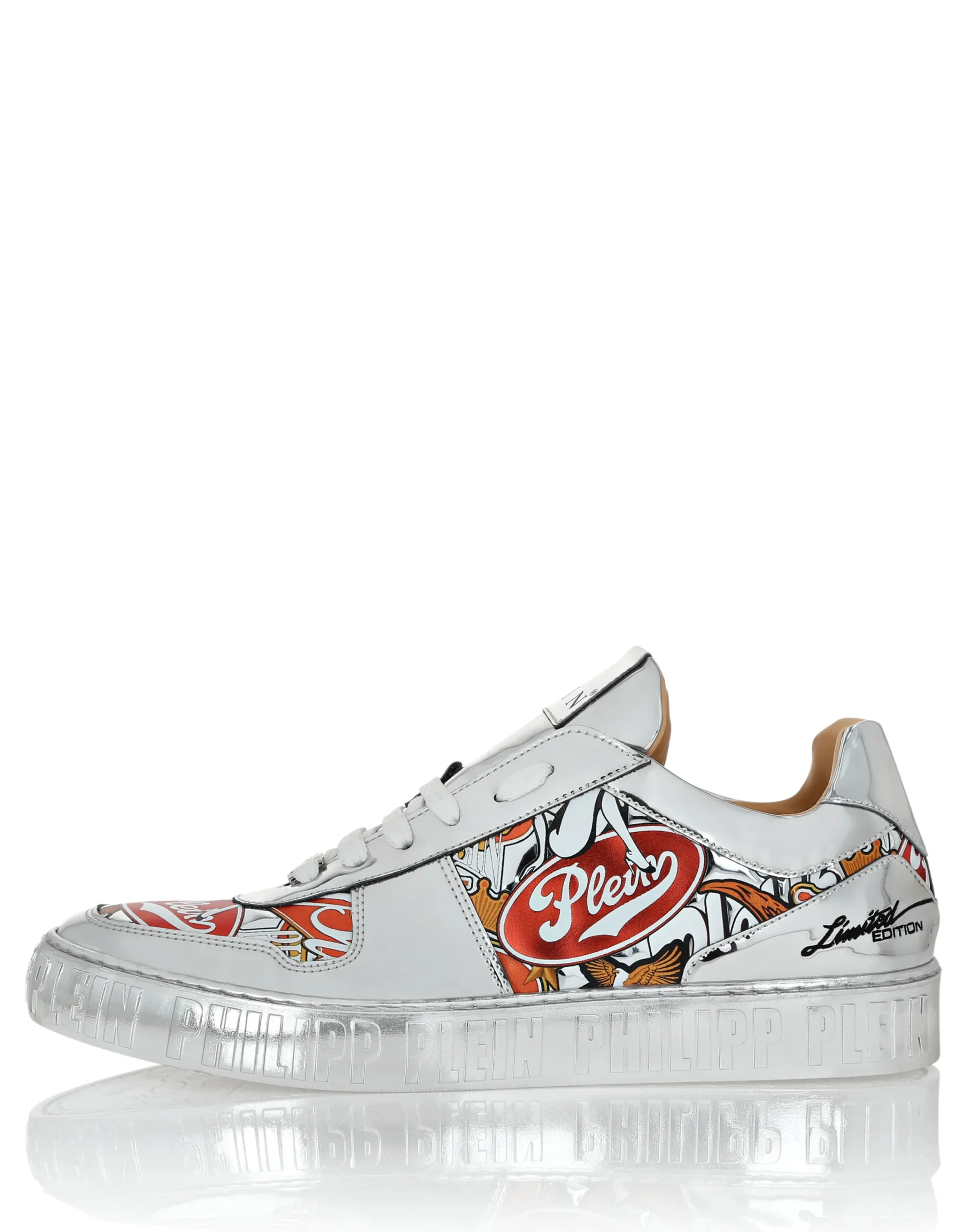 PHILIPP PLEIN Mirror Leather Low Top Sneakers Golden Eagle>Uomo Low Top Sneakers