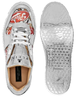 PHILIPP PLEIN Mirror Leather Low Top Sneakers Golden Eagle><noscript><img data-lazyloaded=