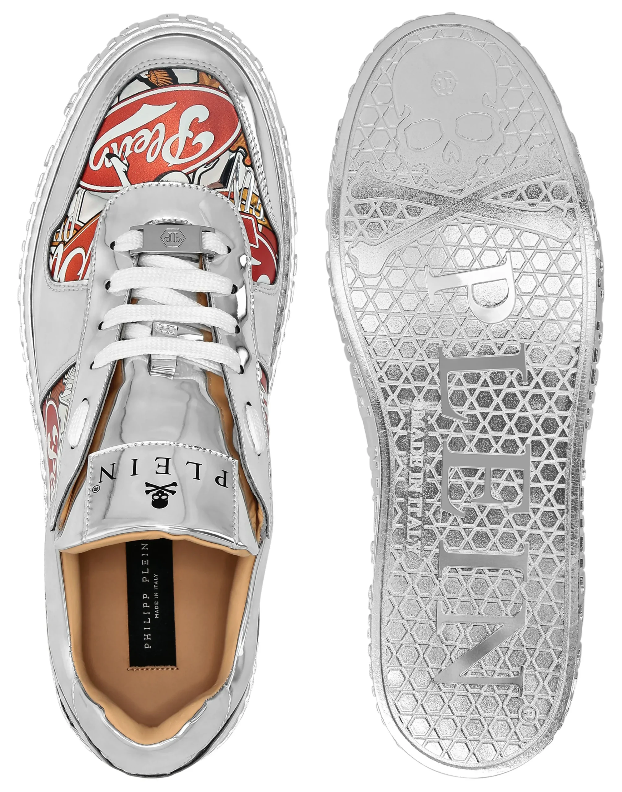 PHILIPP PLEIN Mirror Leather Low Top Sneakers Golden Eagle>Uomo Low Top Sneakers