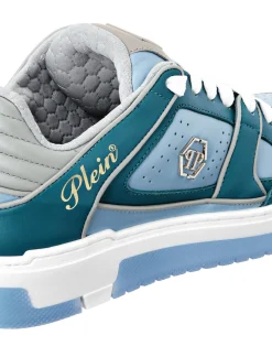PHILIPP PLEIN Mix Leather Lo-Top Sneakers Hexagon><noscript><img data-lazyloaded=