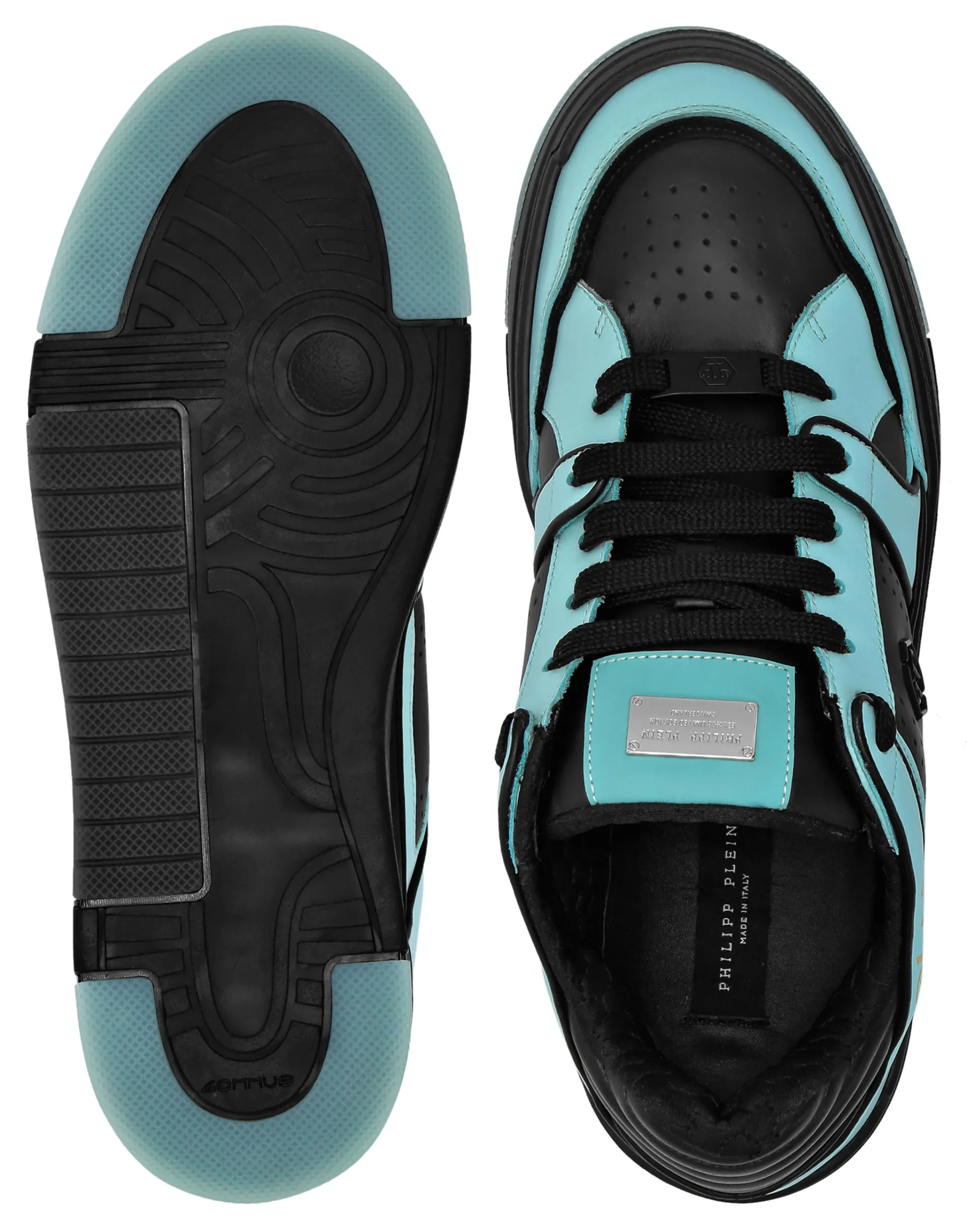 PHILIPP PLEIN Mix Leather Lo-Top Sneakers Hexagon>Uomo Low Top Sneakers