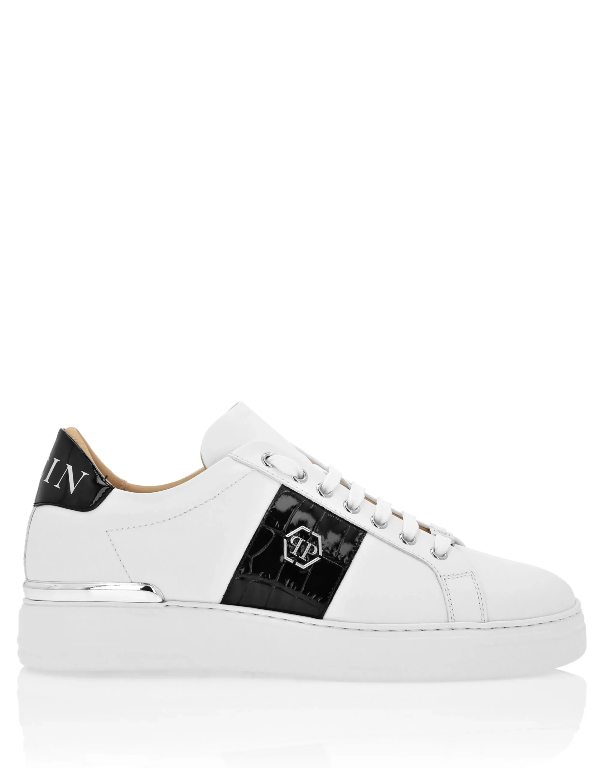 PHILIPP PLEIN Mix Leather Lo-Top Sneakers Hexagon>Uomo Low Top Sneakers