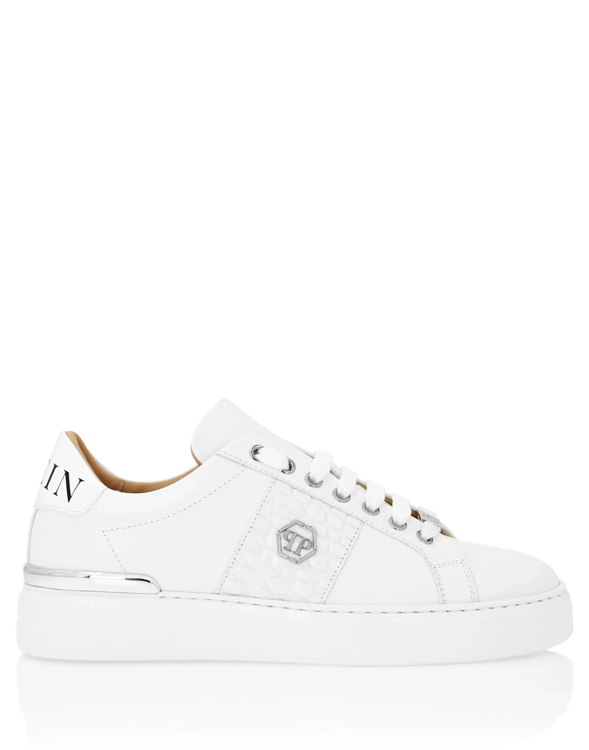 PHILIPP PLEIN Mix Leather Lo-Top Sneakers Hexagon>Uomo Low Top Sneakers