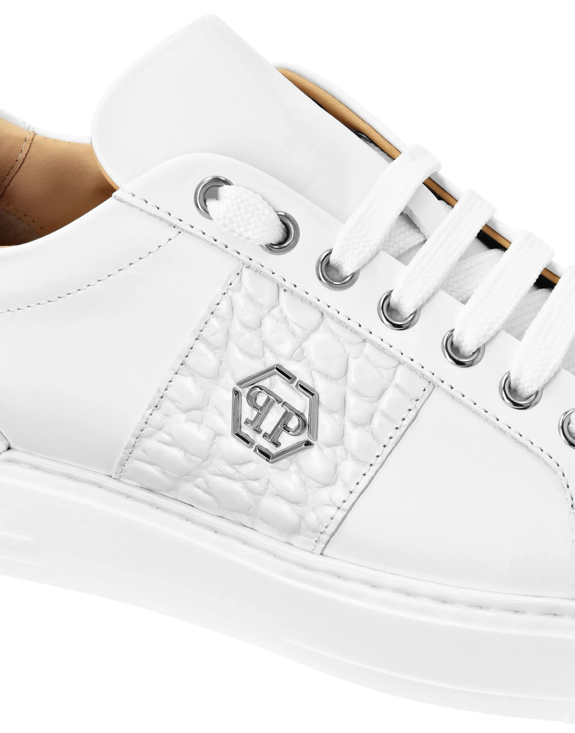 PHILIPP PLEIN Mix Leather Lo-Top Sneakers Hexagon>Uomo Low Top Sneakers