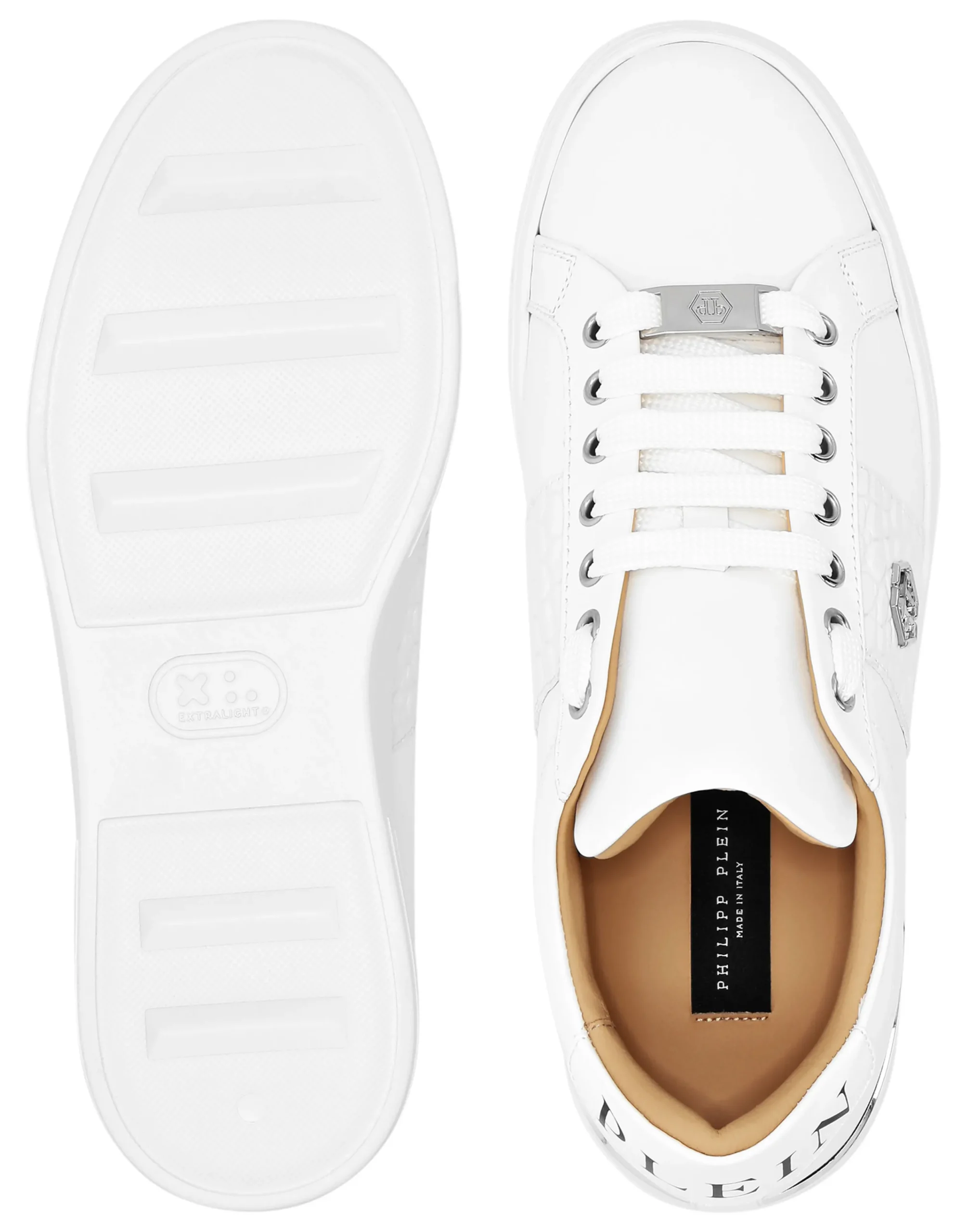 PHILIPP PLEIN Mix Leather Lo-Top Sneakers Hexagon>Uomo Low Top Sneakers