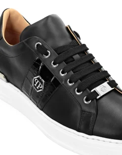 PHILIPP PLEIN Mix Leather Lo-Top Sneakers Hexagon><noscript><img data-lazyloaded=