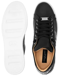 PHILIPP PLEIN Mix Leather Lo-Top Sneakers Hexagon><noscript><img data-lazyloaded=