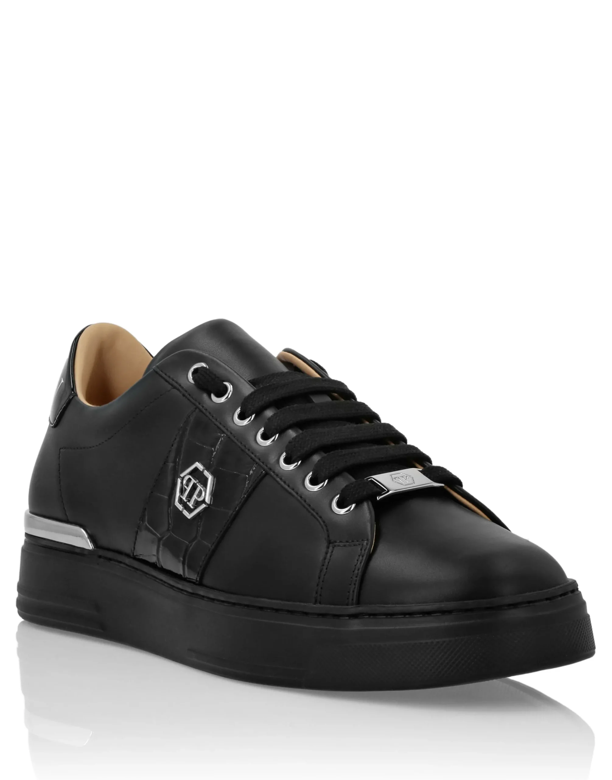 PHILIPP PLEIN Mix Leather Lo-Top Sneakers Hexagon>Uomo Low Top Sneakers