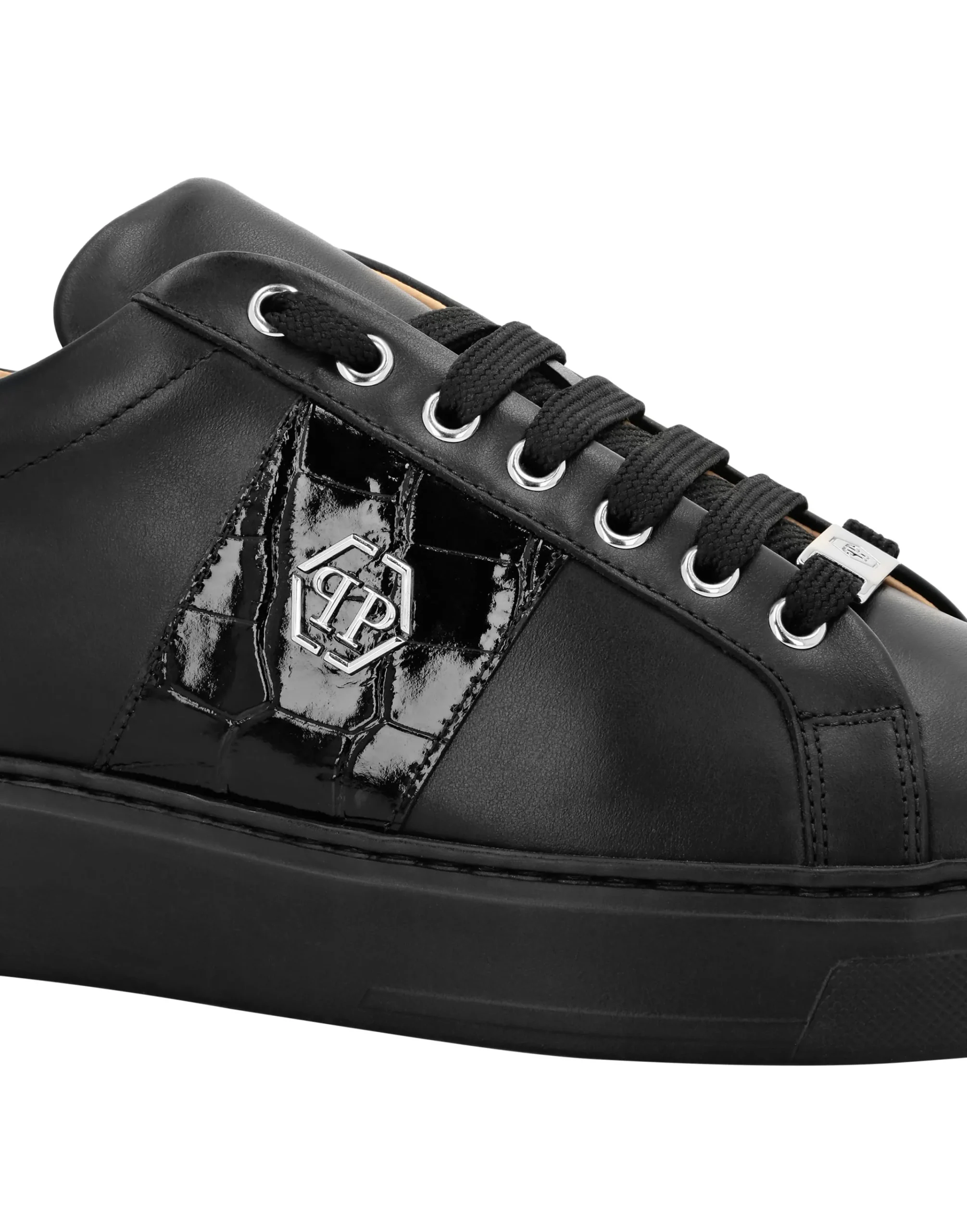 PHILIPP PLEIN Mix Leather Lo-Top Sneakers Hexagon>Uomo Low Top Sneakers