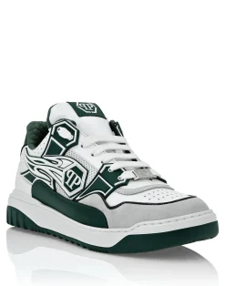 PHILIPP PLEIN Mix Leather Lo-Top Sneakers Strass Hexagon>Uomo Low Top Sneakers