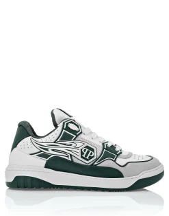 PHILIPP PLEIN Mix Leather Lo-Top Sneakers Strass Hexagon>Uomo Low Top Sneakers