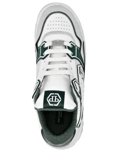 PHILIPP PLEIN Mix Leather Lo-Top Sneakers Strass Hexagon><noscript><img data-lazyloaded=